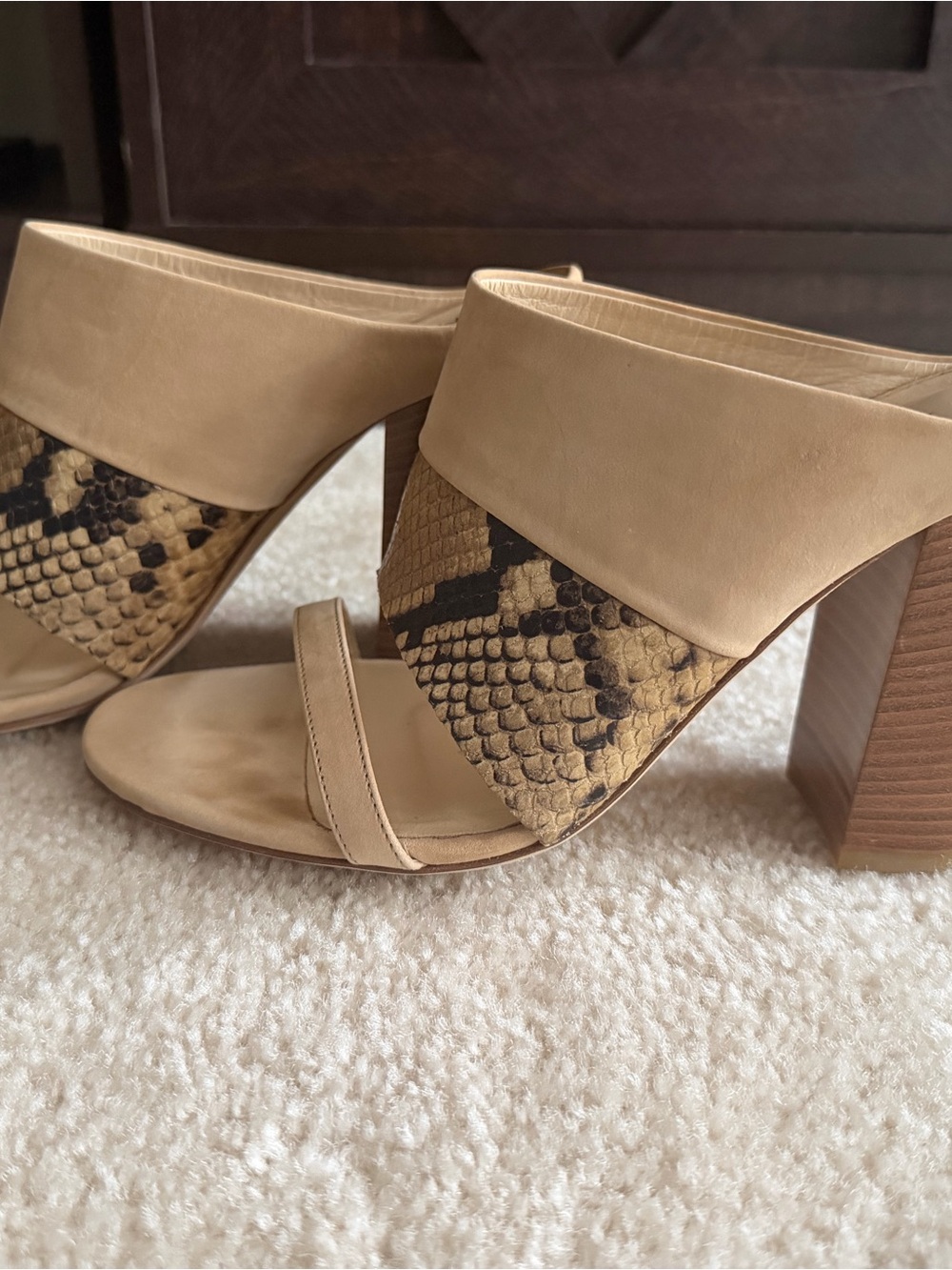 M. Gemi Snake-Print Block Heel Mule
